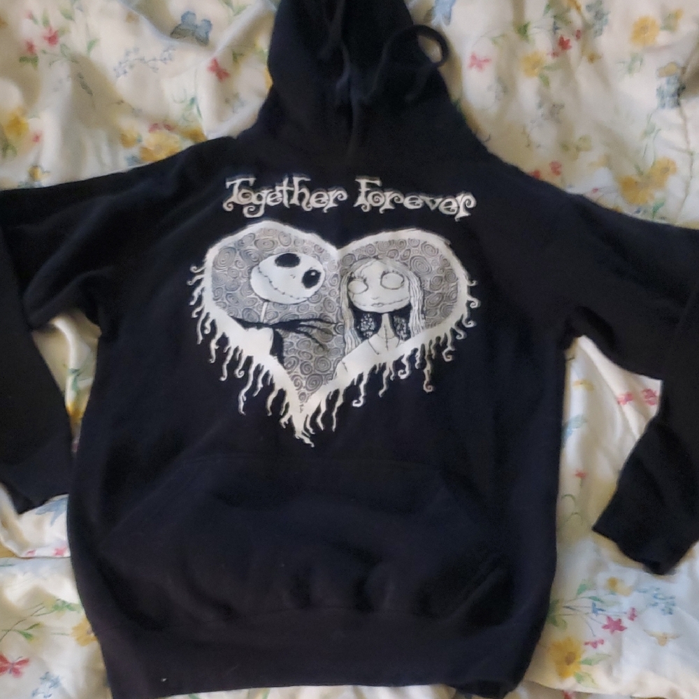 Jack Skellington. Black Hoodie with Heart Graphic